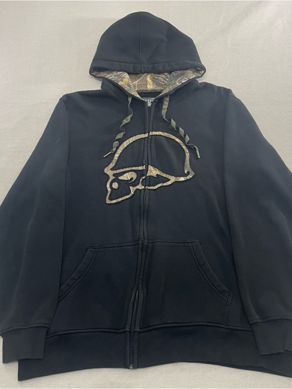 Vintage Y2K Metal Mulisha Full Zip Up Hoodie Mens M~L Black Camo Skull Realtree
